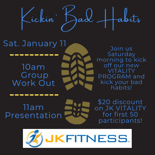 Kickin' Bad Habits boot camp Saturday, January 11th, at 10 AM